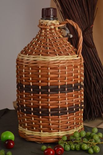 Handcraft wicker bottle wine bottle handmade kitchen decor housewarming presents - MADEheart.com