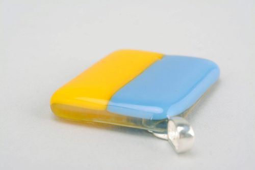 Glass pendant Ukrainian flag glass fusing - MADEheart.com