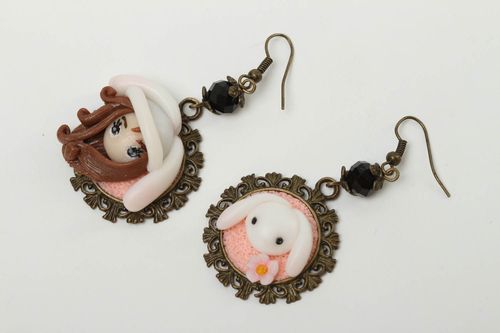 Handmade designer earrings plastic bright earrings stylish unusual jewelry - MADEheart.com