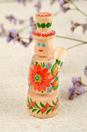 Handmade designer painted whistle unusual wooden toy stylish present for kids - MADEheart.com