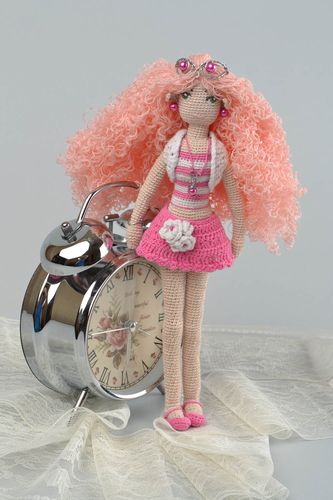 Beautiful handmade collectible soft doll crochet of acrylic threads for kids - MADEheart.com