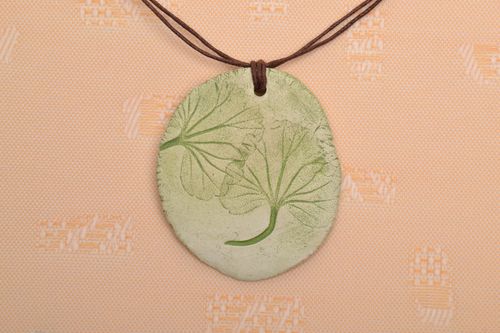 Green ceramic pendant in ethnic style - MADEheart.com