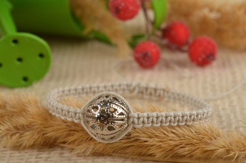 White thin bracelet wrist designer bracelet summer jewelry woven bracelet - MADEheart.com