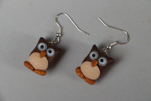 Polymer clay earrings Owls - MADEheart.com