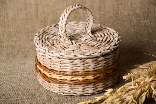 Beautiful woven basket unusual designer box stylish lovely kitchen utensils - MADEheart.com
