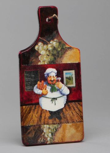 Decoupage cutting board with image of cook - MADEheart.com