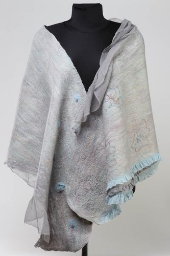 Beautiful handmade felted wool shawl womens wraps accessories for girls - MADEheart.com