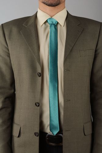 Turquoise satin tie - MADEheart.com