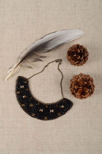 Black beaded necklace stylish designer accessory cute necklace present - MADEheart.com