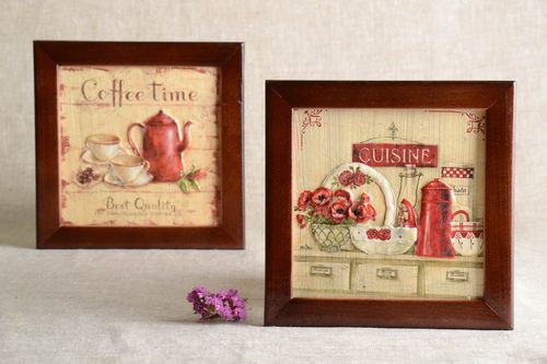 Cuadro de pared hecho a mano en madera decoración de cocina regalo original - MADEheart.com