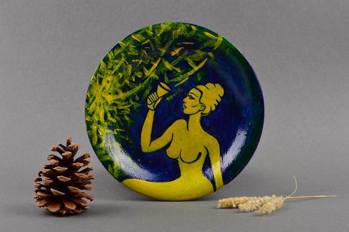 Глиняная посуда ручной работы керамическая тарелка для декора расписная тарелка - MADEheart.com