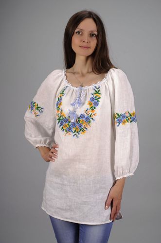 Womens linen tunic with embroidery - MADEheart.com