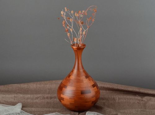 15 inches wooden wine carafe vase for home décor 3 lb - MADEheart.com