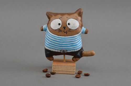 Giocattolo sul supporto fatto a mano pupazzo decorativo marinaro gatto - MADEheart.com