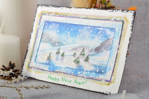 Tarjeta navideña hecha a mano bonita postal de felicitación regalo original - MADEheart.com