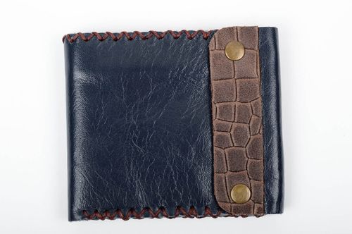 Billetera de cuero hecha a mano azul accesorio para hombre regalo original - MADEheart.com