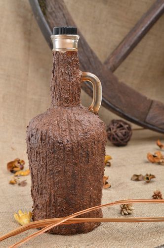 Beautiful handmade glass bottle decorative wine bottle 700 ml table setting - MADEheart.com