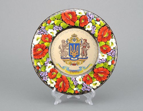 Wooden painted plate Flowery - MADEheart.com