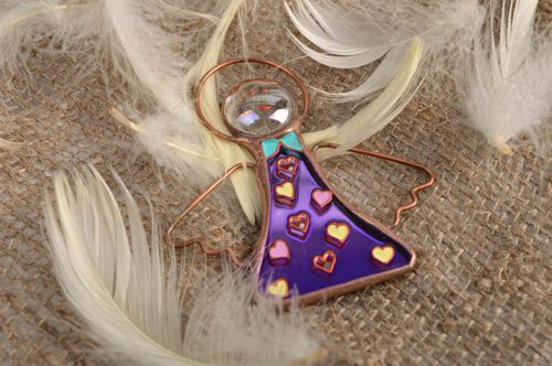 Handmade designer beautiful tender stained glass wall pendant angel for home - MADEheart.com