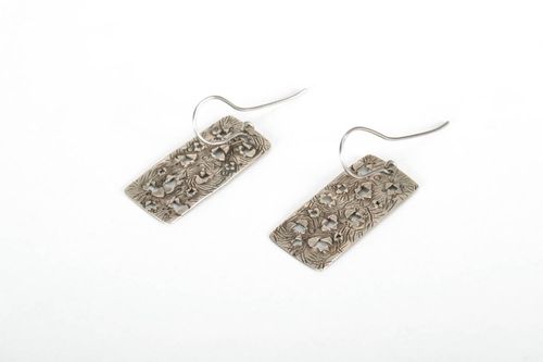 Rectangular metal earrings - MADEheart.com