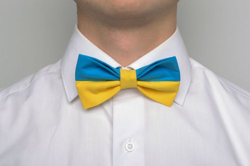 Gravata-borboleta artesanal amarelo-azul  - MADEheart.com