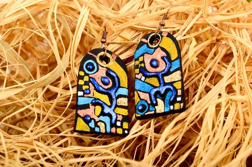 Handmade accessories beautiful painted earrings ceramic earrings women gift - MADEheart.com