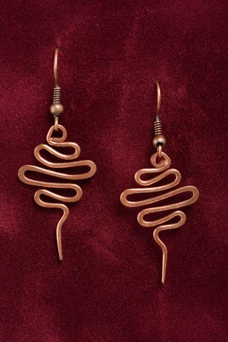 Massive unusual earrings handmade copper earrings wire wrap accessories - MADEheart.com