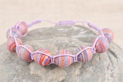 Unique handmade purple rope striped beads bracelet for women - MADEheart.com