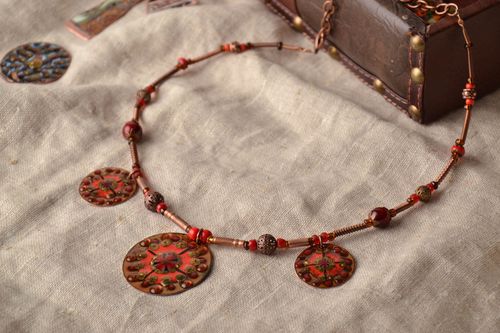 Copper necklace with round charms - MADEheart.com