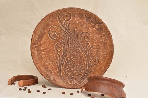 Unusual handmade ceramic plate designer clay plate with patterns pottery works - MADEheart.com