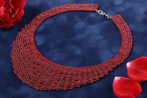 Beautiful handmade beaded necklace wide necklace with beads beadwork ideas - MADEheart.com
