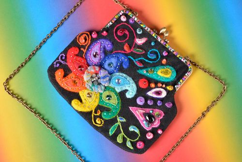 Petit Sac multicolore original Sac fait main laine feutrée Cadeau pour femme - MADEheart.com