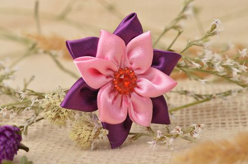 Barrette cheveux fait main Accessoire coiffure fleur rose violet Cadeau fille - MADEheart.com