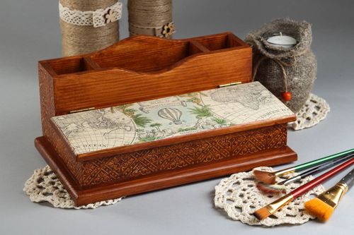 Handmade Schreibtisch Accessoires Holz Dekoration Wohnzimmer Design Büroartikel - MADEheart.com