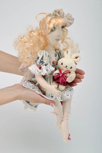 Handmade soft doll with holder - MADEheart.com