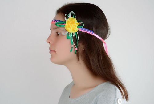 Bandeau pour cheveux fait main avec fleur jaune - MADEheart.com