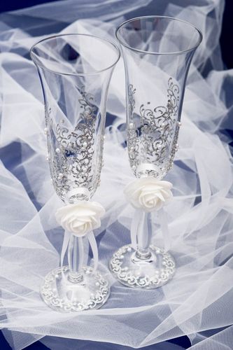 Handmade wedding glasses unusual elegant ware beautiful 2 glasses for wedding - MADEheart.com