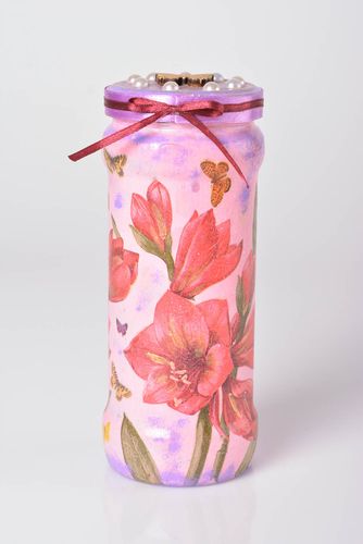 Pot de cuisine en verre fait main décoré serviettage Rangement cuisine - MADEheart.com