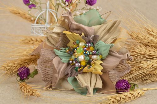 Blumen Brosche handmade Leder Schmuck Designer Accessoire stilvoll originell - MADEheart.com