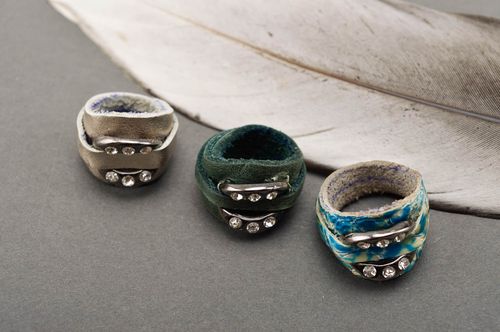 Ring Leder handmade Schmuck Ring stilvoll Mode Accessoire originelles Geschenk - MADEheart.com