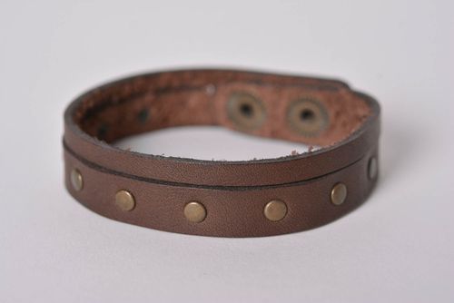 Bracelet cuir Bijou fait main ton marron simple cadeau Accessoire design - MADEheart.com