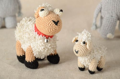 Handmade cute soft toys unusual crocheted sheep textile toys cute toys - MADEheart.com