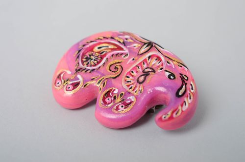 Handmade polymer clay brooch Elephant - MADEheart.com