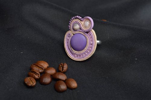 Soutache ring handmade ring with adjustable size accessories for women - MADEheart.com