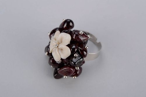 Ring with garnet and polymer clay - MADEheart.com