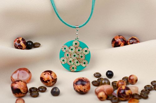 Handmade necklace designer necklace wood jewelry polymer clay unique jewelry - MADEheart.com