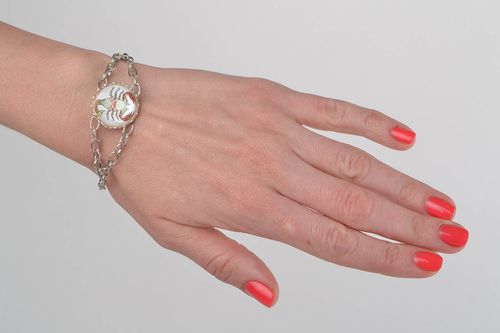 Металлический браслет со стеклом со знаком зодиака Скорпион ручной работы - MADEheart.com