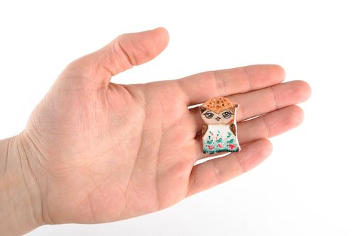 Polymer clay brooch in the shape of owl - MADEheart.com