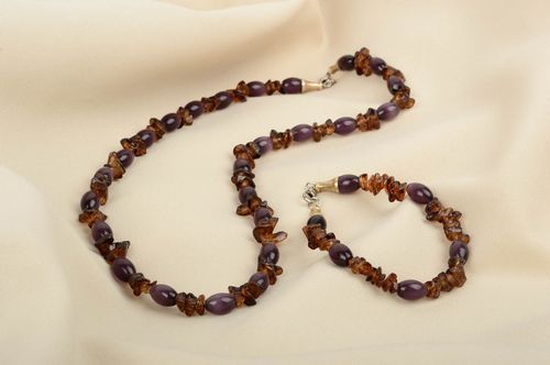 Collar y pulsera artesanales bisutería con piedra natural accesorios para mujer - MADEheart.com