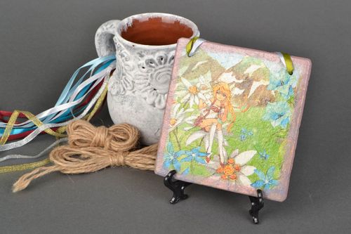 Suspension décorative murale en serviettage faite main tableau original carré - MADEheart.com